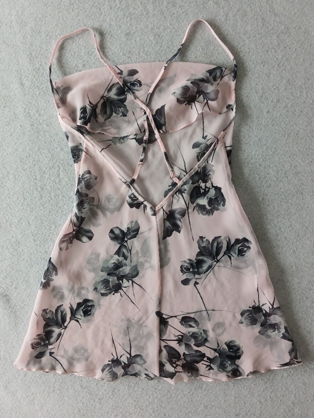 Vintage Y2K La SENZA Pink Floral Slip with Black and Grey Feminine Rose - Picture 2 of 15